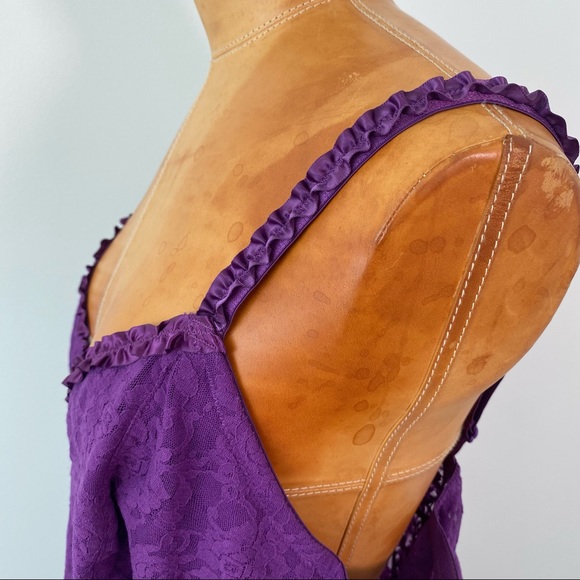 Cacique Size 18/20 Purple Lace Sheer Slip Nighty Ruffle Lingerie - Picture 6 of 8